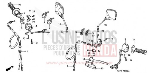 LEVIER DE GUIDON/COMMUTATEUR/CABLE NX125S de 1995